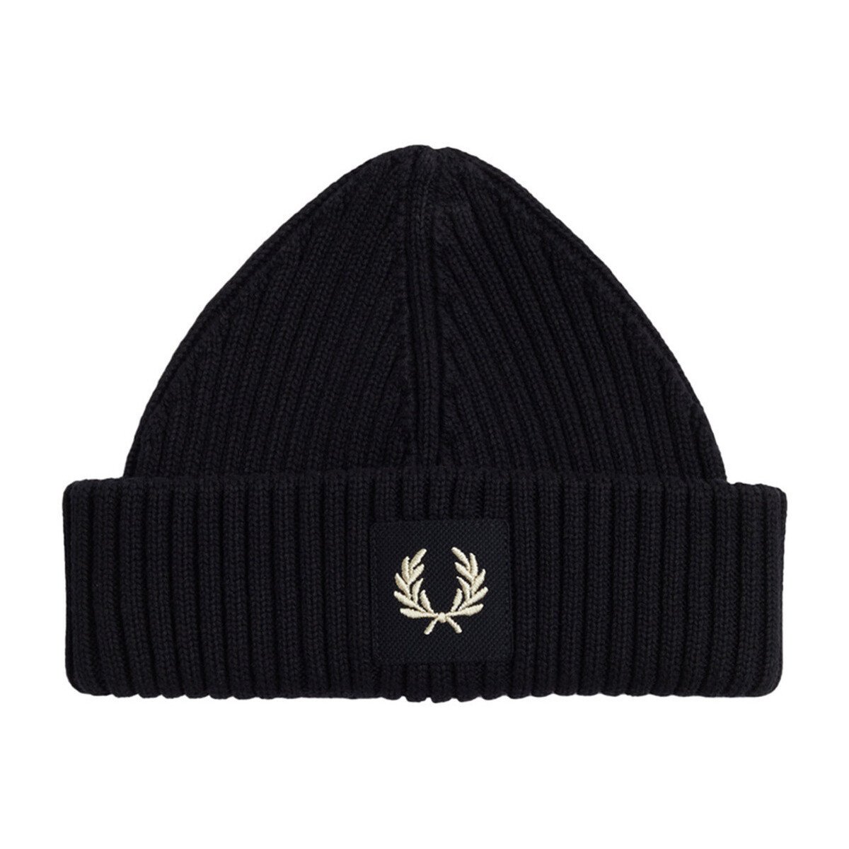 Fred Perry  Patch Brand Chunky Rib Beanie  Černá