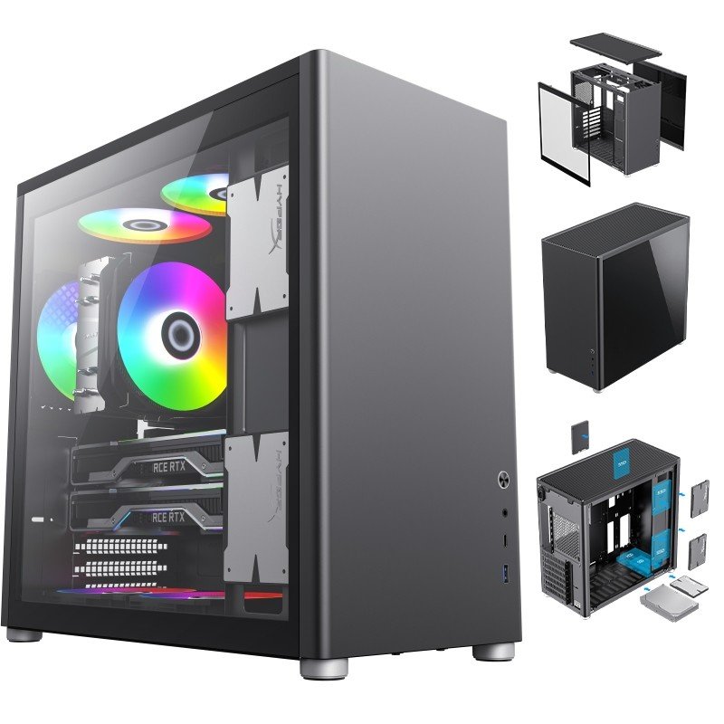 Skříň Tower Atx MIDI Usb 3.0 Pc Počítačová Black Počítač Gaming Sklo