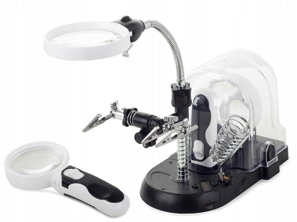 Lupa třetí ruka 2v1 3 sklo s ručkami na lupy Led poháněná dílna