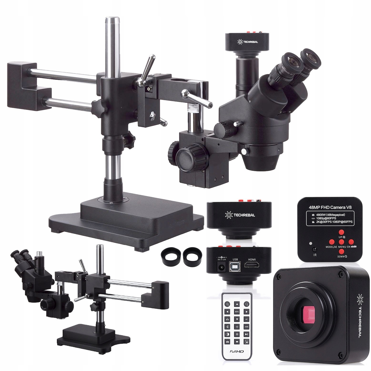 Stereoskopický Optický Mikroskop 10HW Černá 48MP Kamera Techrebal