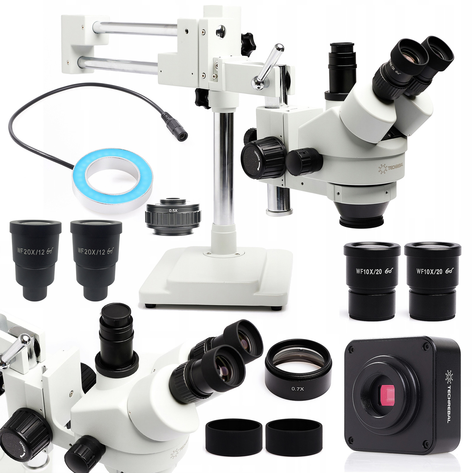 Stereoskopický Mikroskop 10HW Set Kamera 48MP Led Osvětlení Adaptér 0,5