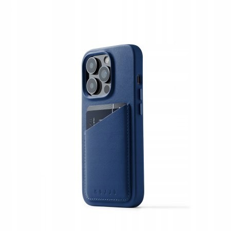 Mujjo Full Leather Wallet Case kožené pouzdro pro iPhone 14 Pro (monaco blu