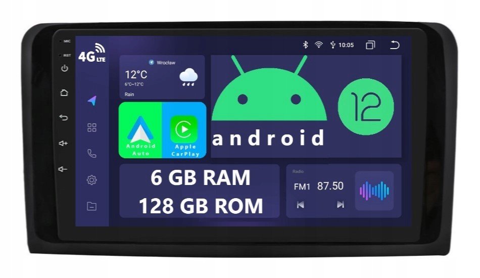 Rádio 2DIN Android Mercedes ML W164 Gl X164 6/128 Gb Dsp Carplay Lte