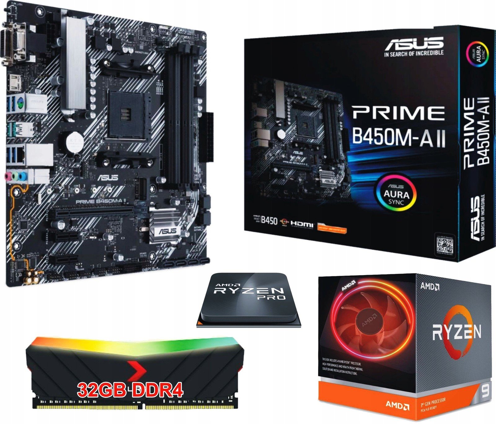 Set procesoru Amd Ryzen 9 deska AM4 +32GB DDR4