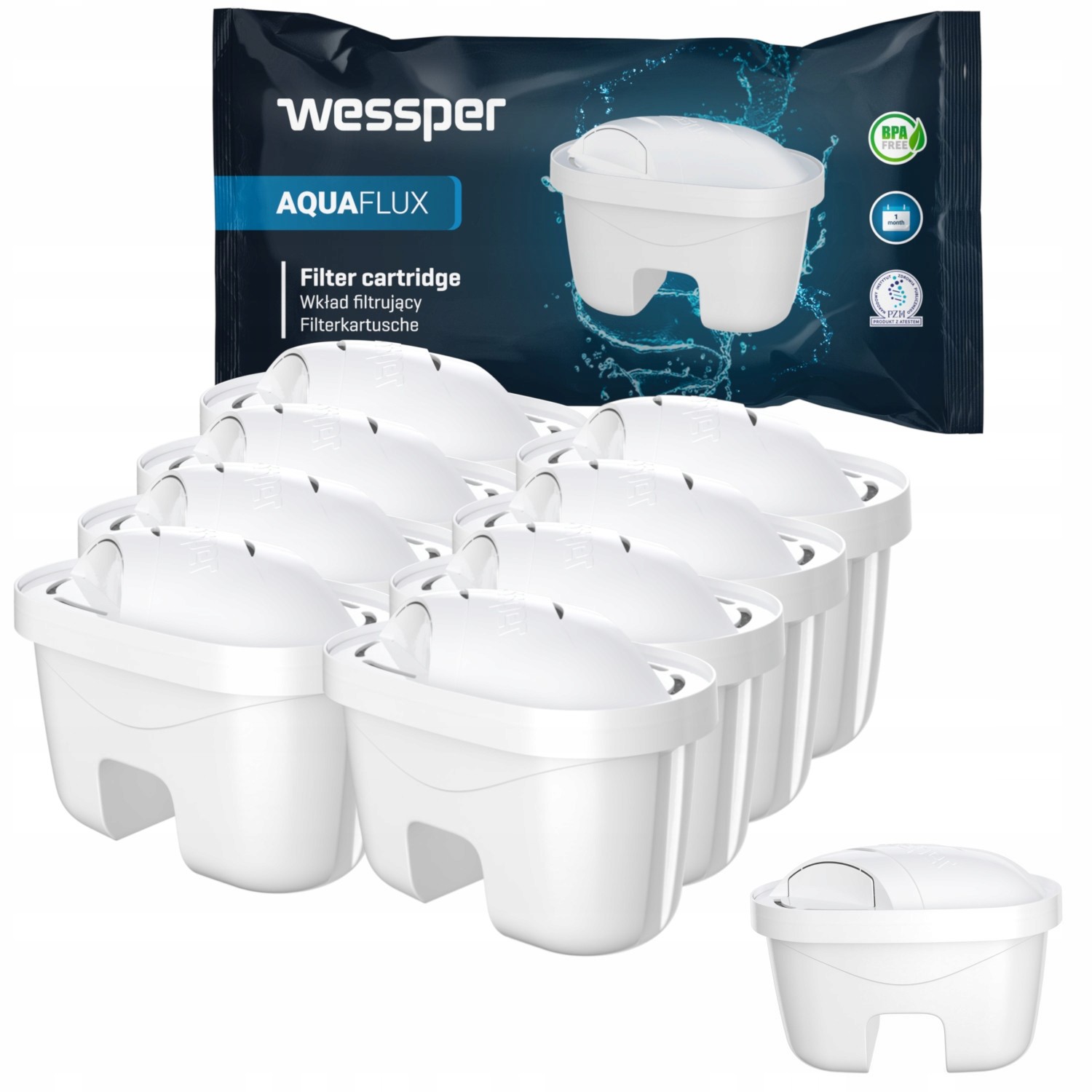 8x vodní filtr Wessper Aquaflux do konvice Laica náhradní Biflux