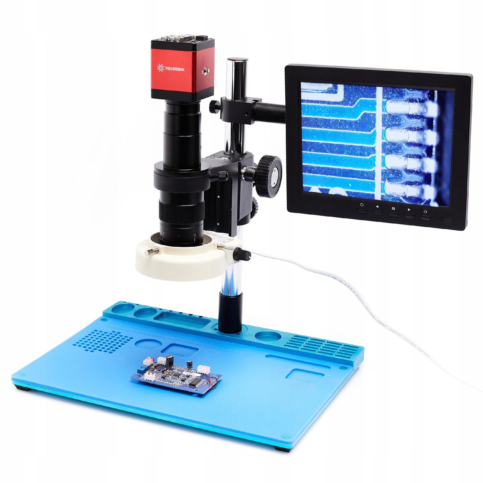Digitální Mikroskop Pro Pájení Klenotník Kamera Displej Iluminátor Základna