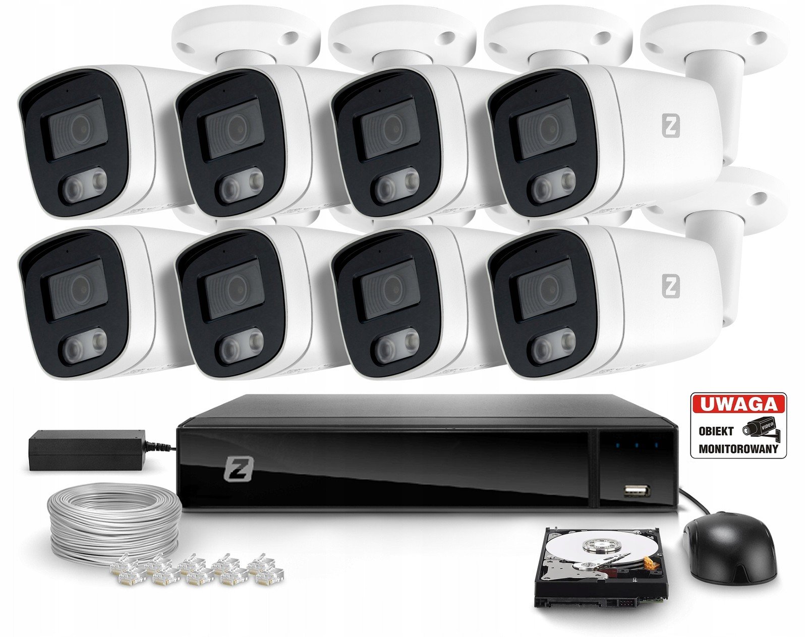 Sada Monitoring 8 kamer Poe 4K Ultra Hd 8Mpx Aplikace, Zápis Audio