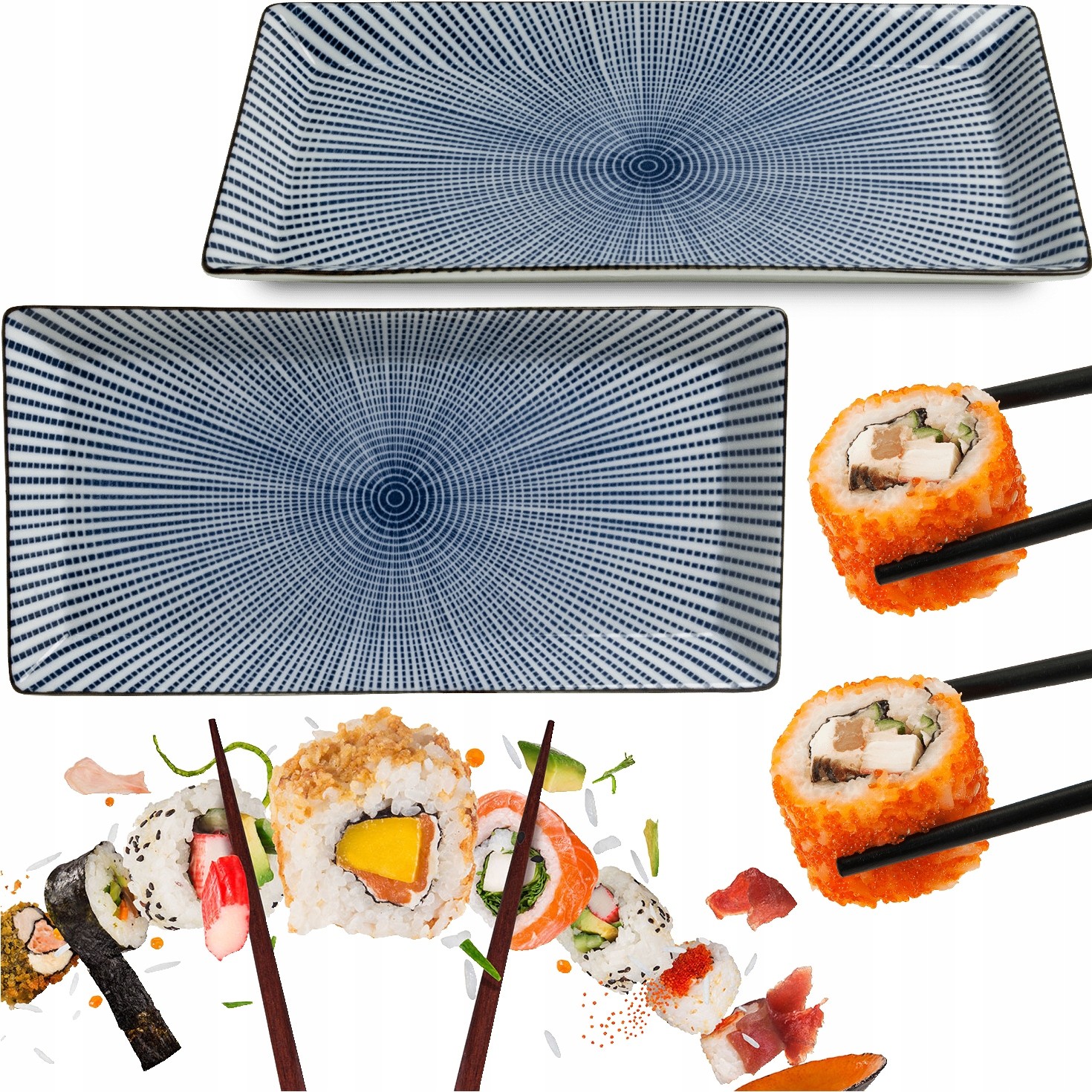 Keramický talíř na sushi Sendan Tokusa 23cm 12cm