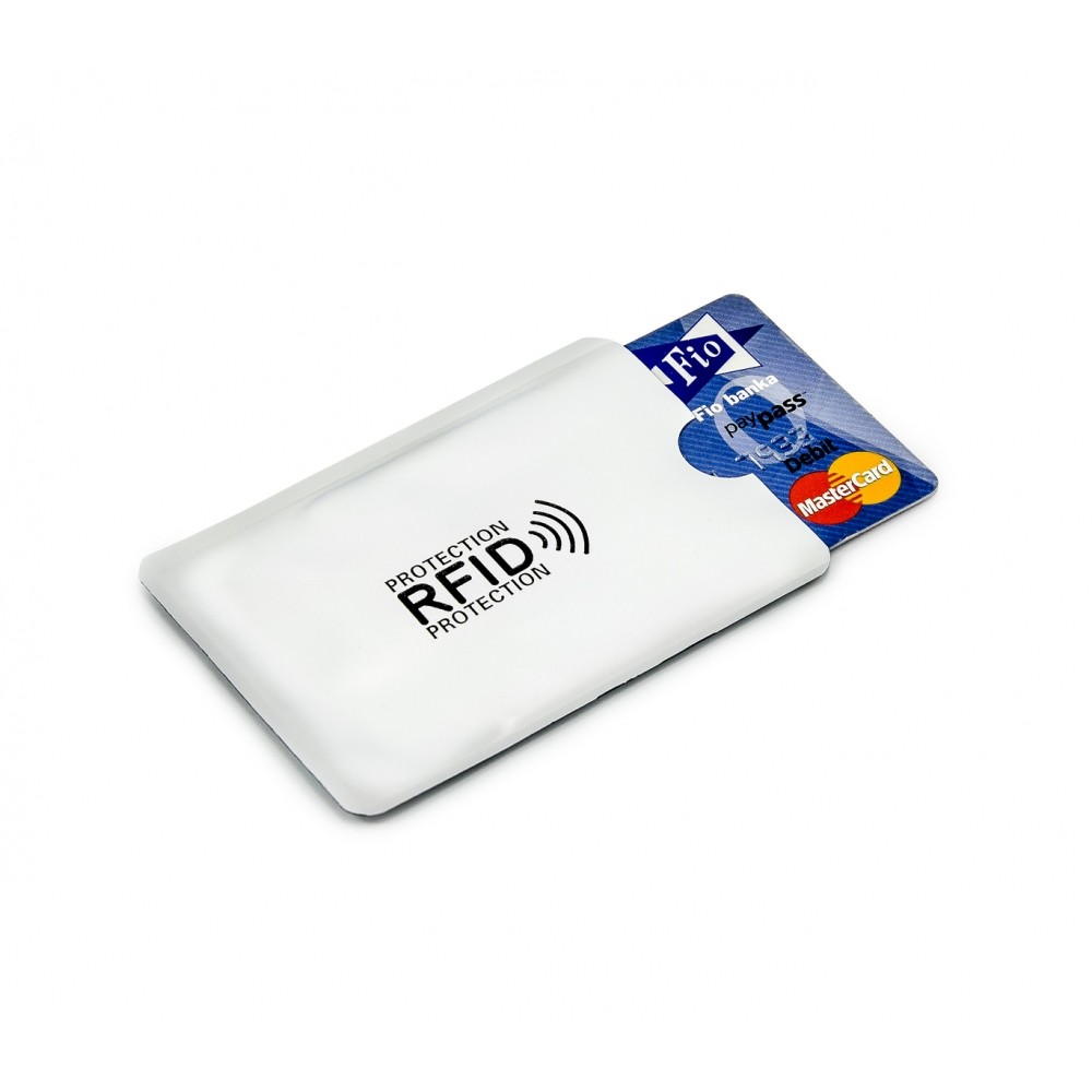 Bezpečnostní obal na kartu blokující RFID a NFC platby 5 ks - stříbrné