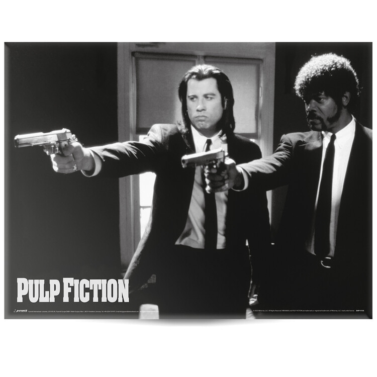 PYRAMID Plechová cedule Pulp Fiction - Black and White Guns, (40 x 30 cm)