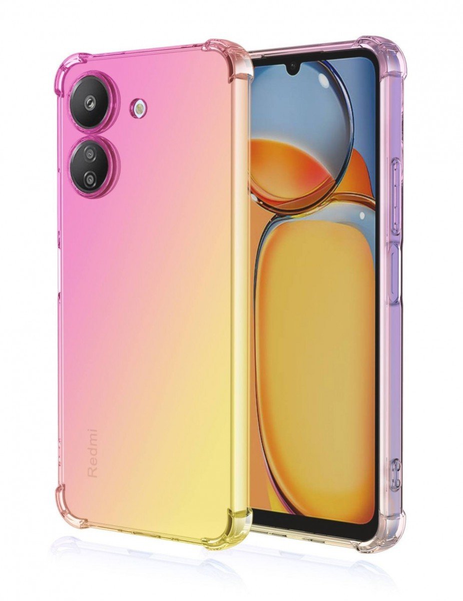 Kryt TopQ Xiaomi Redmi 13C Shock duhový růžovo-žlutý 117572