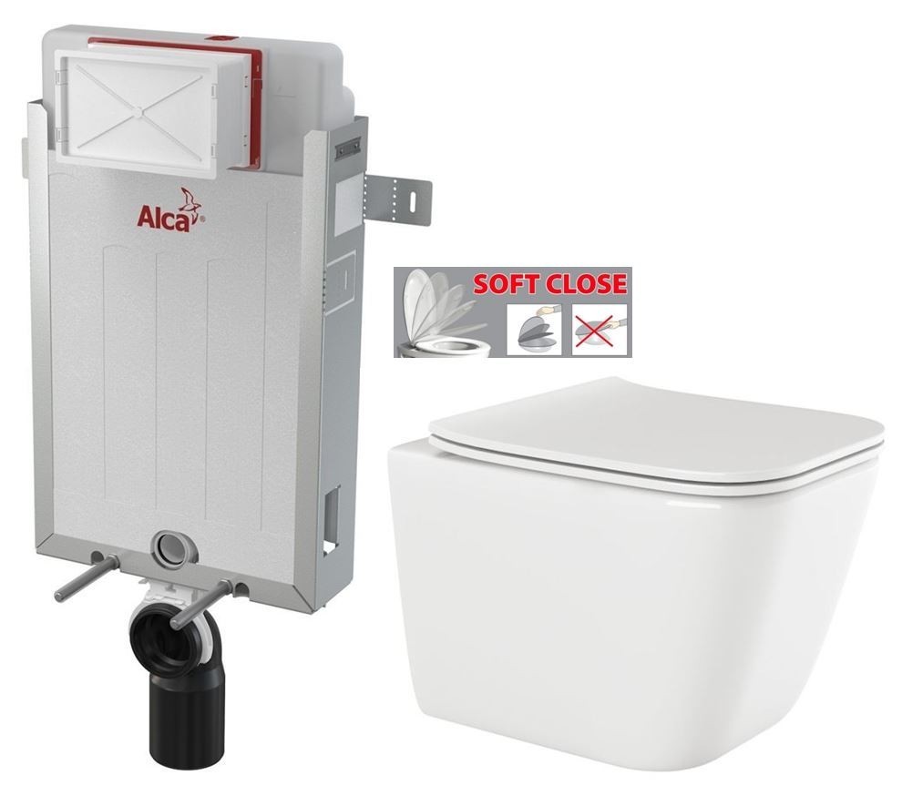 ALCADRAIN Renovmodul předstěnový instalační systém bez tlačítka + WC INVENA PAROS  + SEDÁTKO AM115/1000 X RO1
