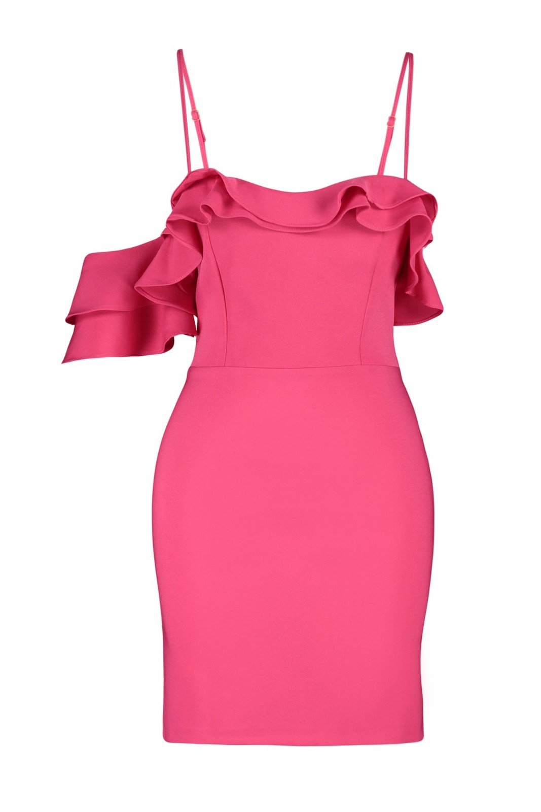 Trendyol Fuchsia Body-fitting Woven Flounce Elegant Evening Dress
