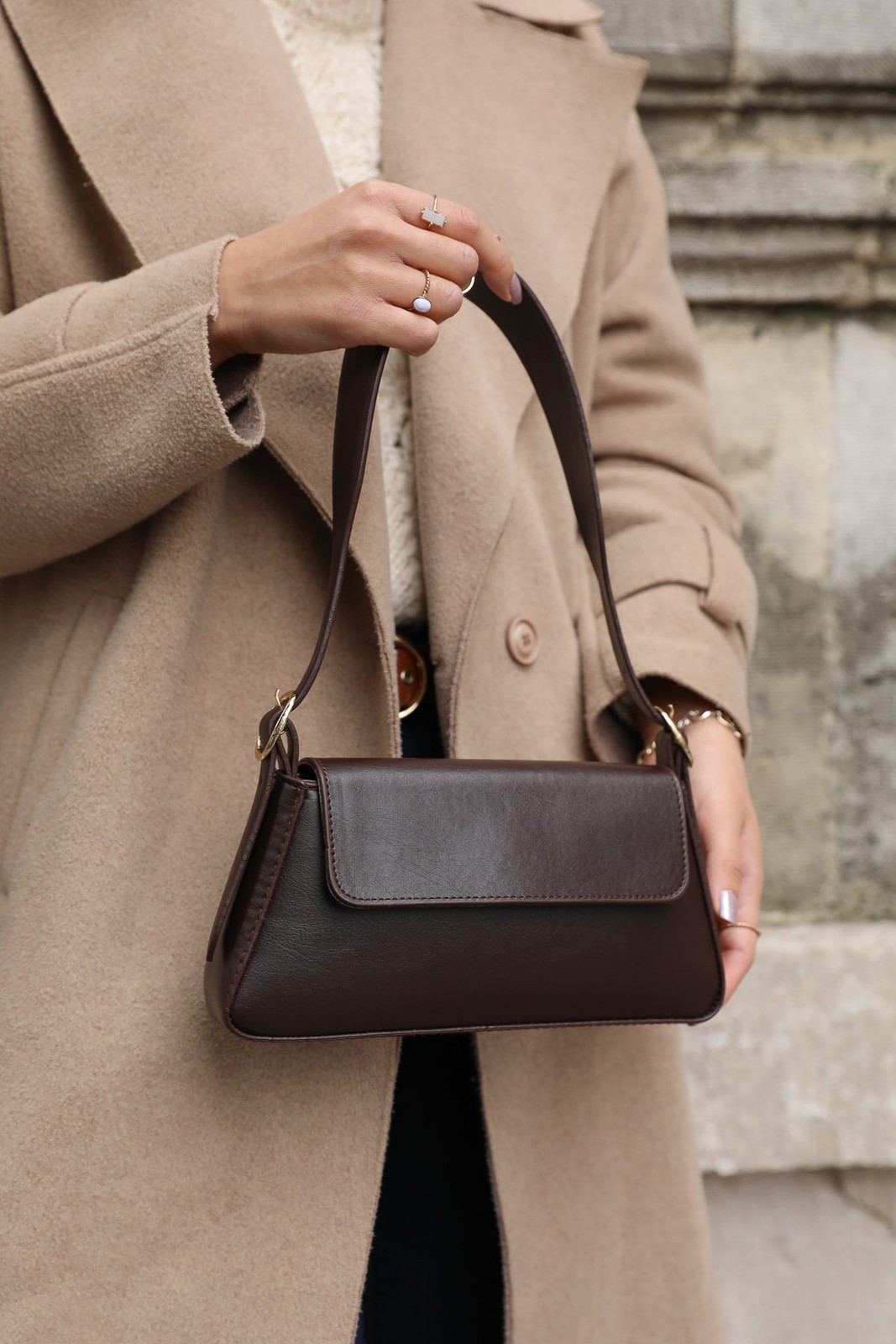 Madamra Brown Women's Simple Design Clamshell Bag
