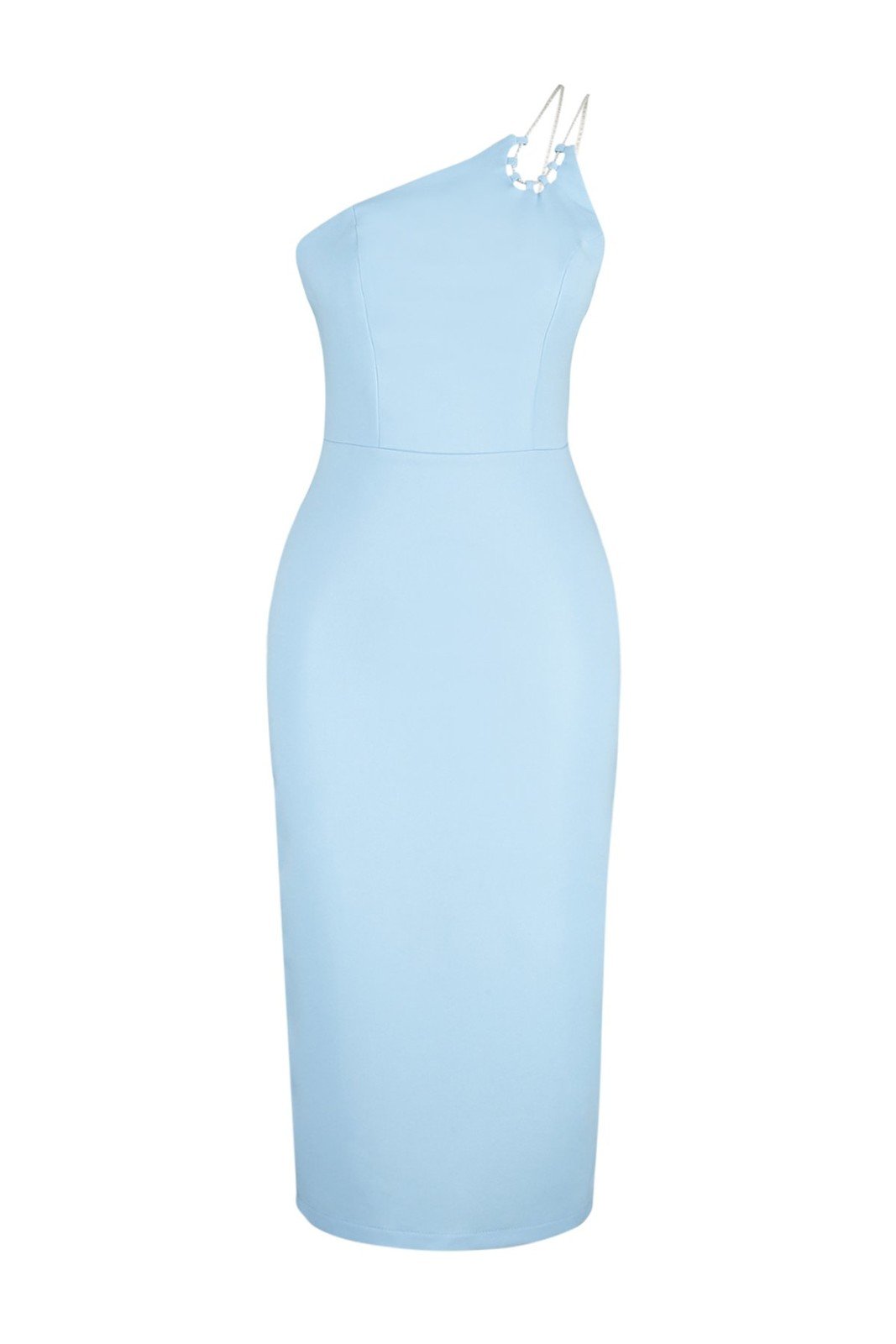 Trendyol Light Blue Body-Sitting Woven Shiny Jewelled Elegant Evening Dress