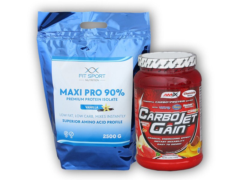 PROTEIN FitSport Nutrition Maxi Pro 2500g + Carbojet Gain 1000g Varianta: čokoláda - banana