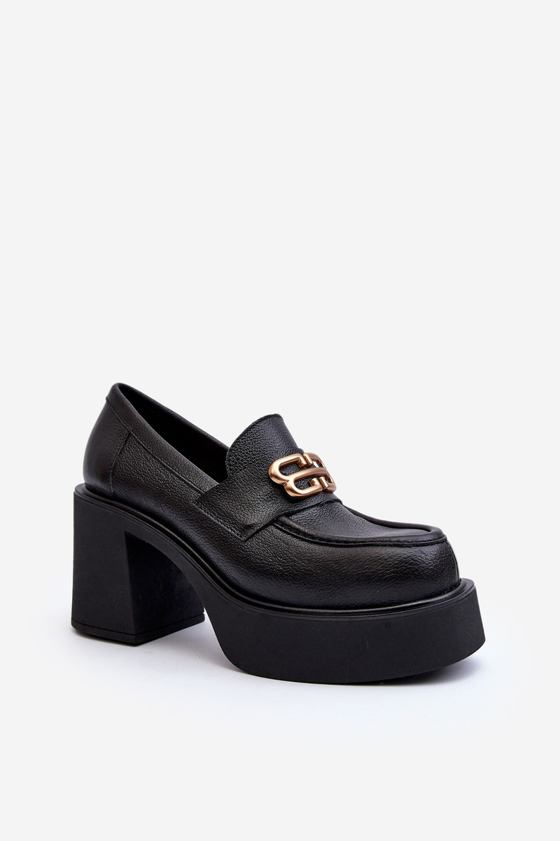 Zazoo dámské kožené boty na vysokém podpatku, černé
