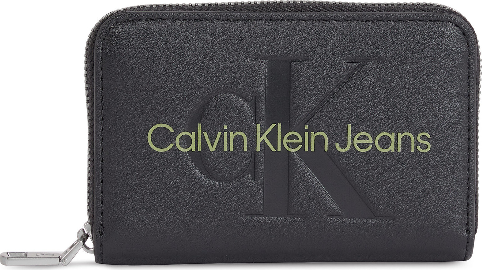 Malá dámská peněženka Calvin Klein Jeans Sculpted Med Zip Around Mono K60K607229 Black/Dark Juniper 0GX