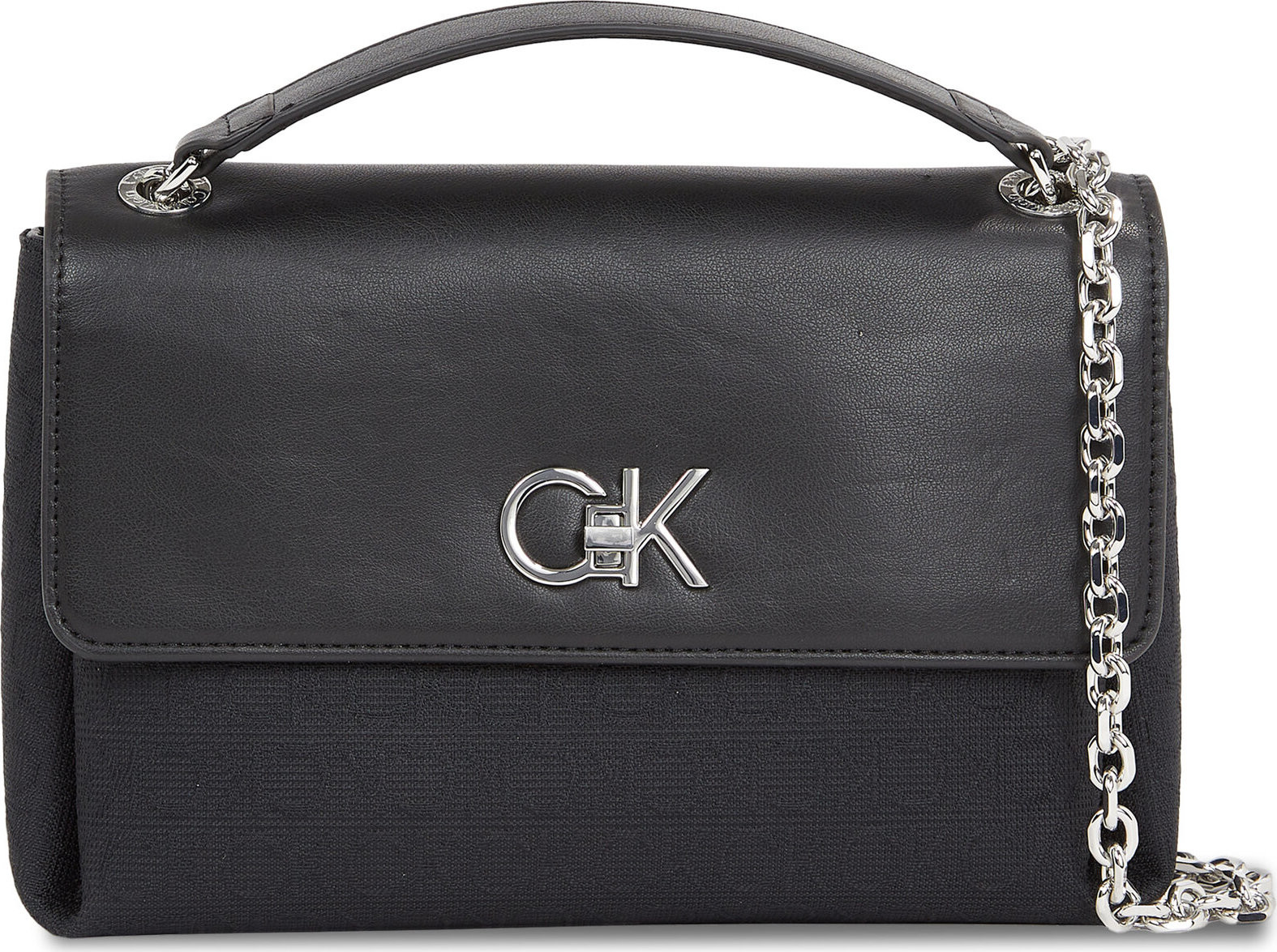Kabelka Calvin Klein Re-Lock Conv Shoulder Bag_Jcq K60K611755 Black Jacquard Mono 0GK