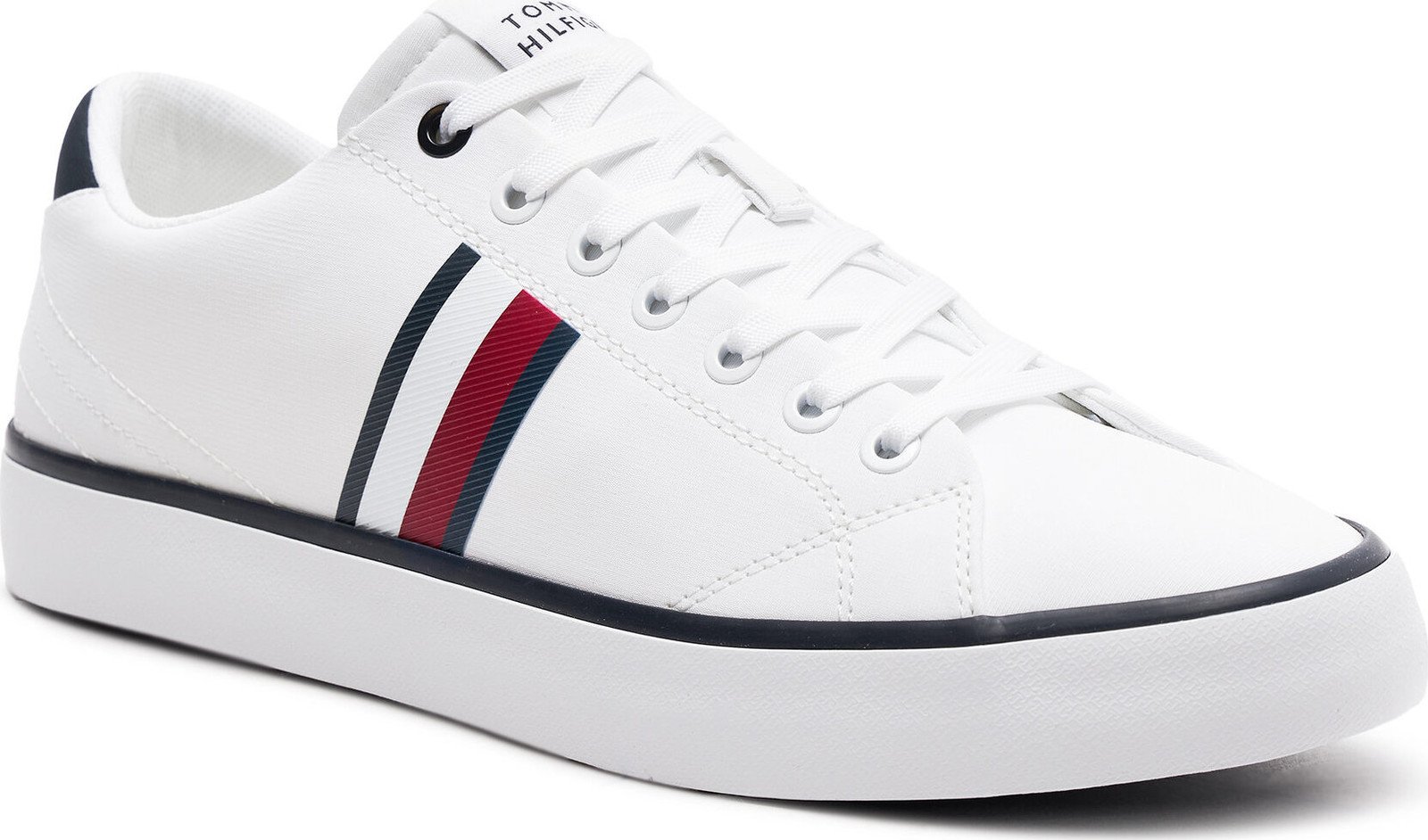 Tenisky Tommy Hilfiger Th Hi Vulc Low Stripes Mesh FM0FM04946 White YBS