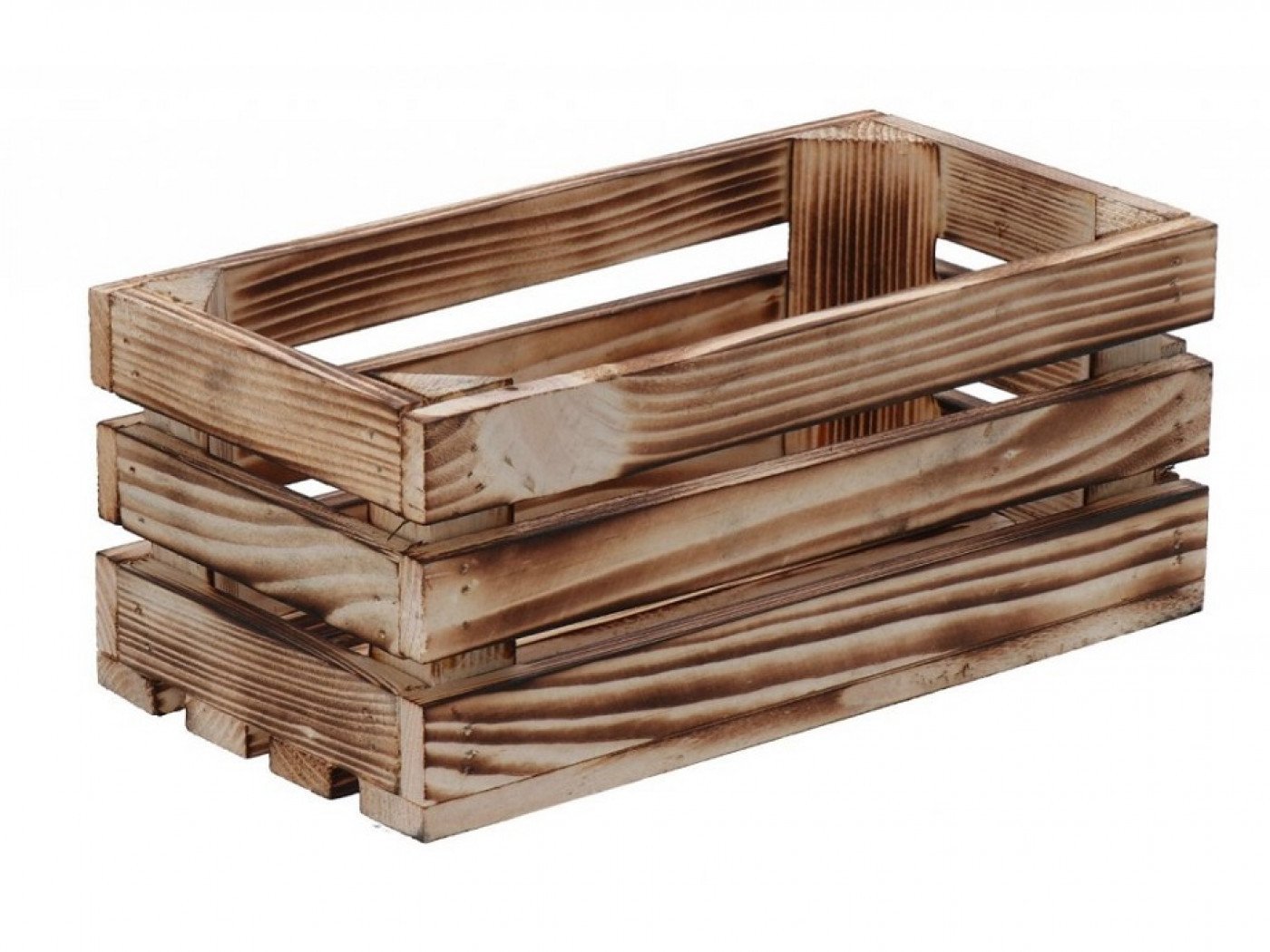 Opálená dřevěná bedýnka