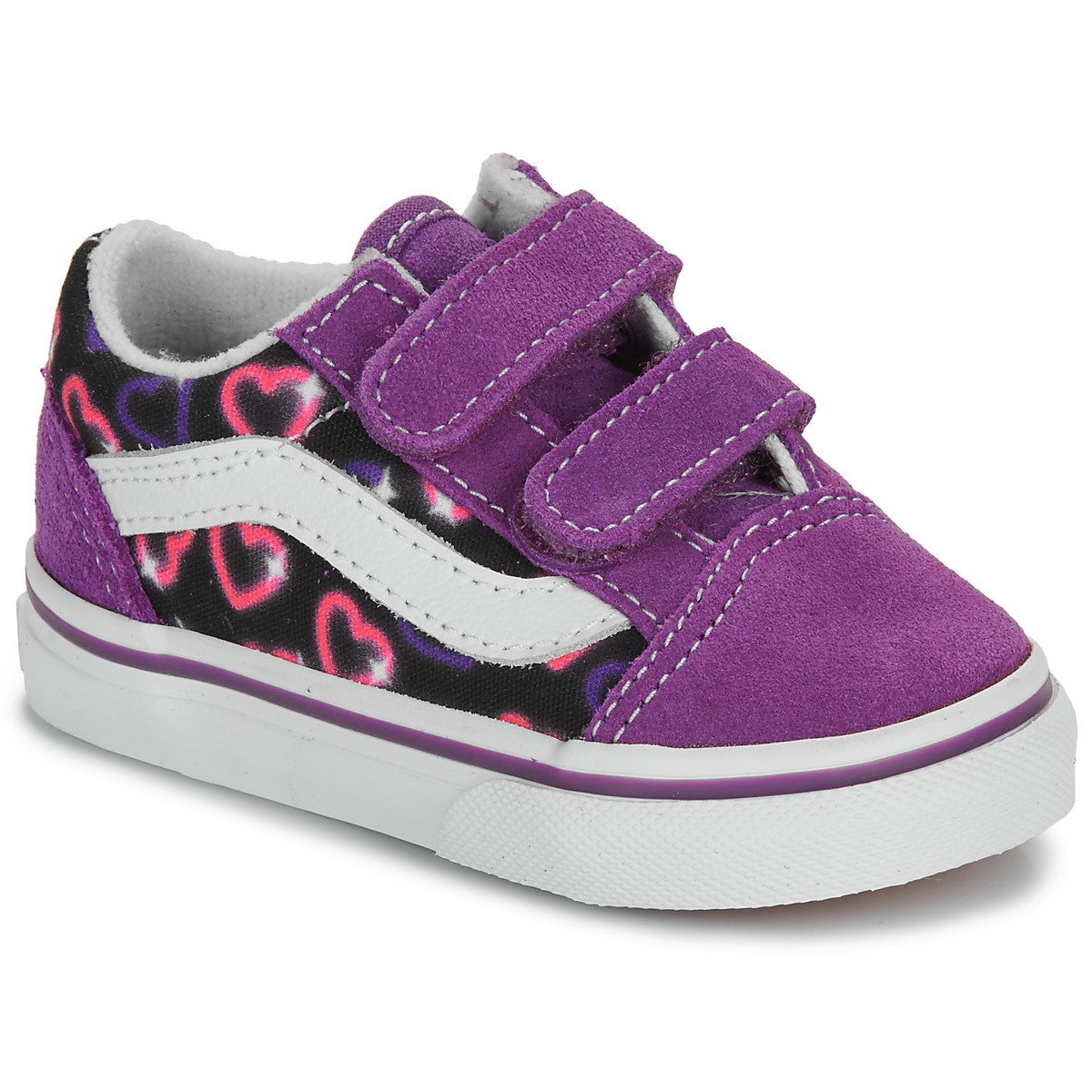 Vans  Old Skool V Neon Hearts PURPLE/MULTI  Fialová