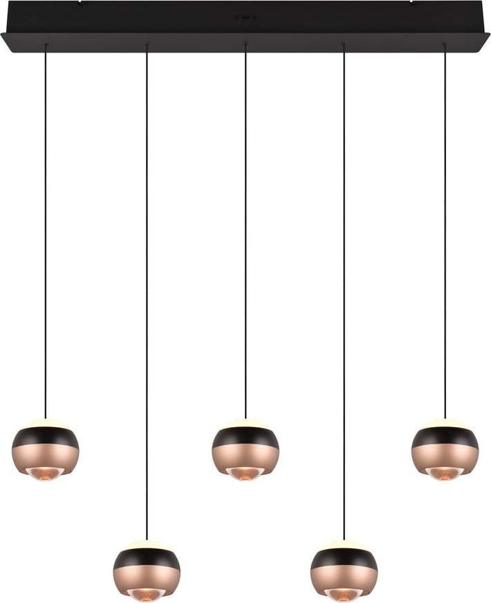 LED závěsné svítidlo s kovovým stínidlem v černo-měděné barvě Orbit – Trio Select