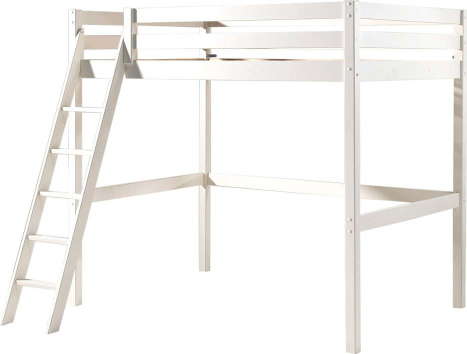 Bílá dětská postel se žebříkem Vipack Pino, 140 x 200 cm