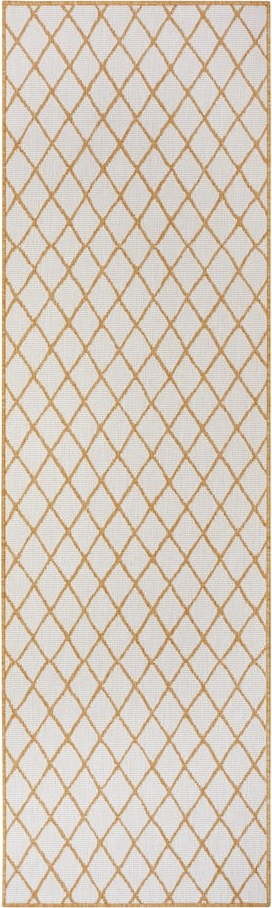 Okrově žluto-bílý venkovní koberec 80x350 cm Malaga – NORTHRUGS