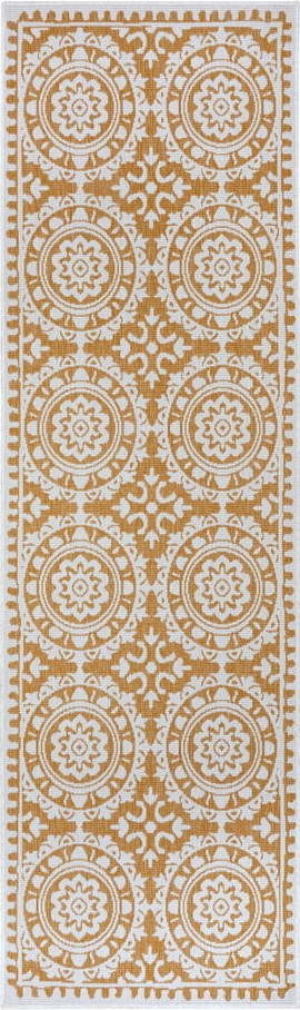 Okrově žluto-bílý venkovní koberec 80x350 cm Jardin – NORTHRUGS