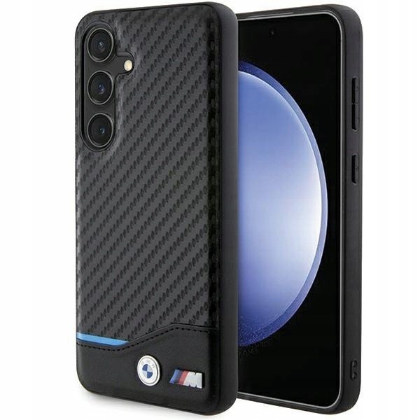 Pouzdro Kryt Z Eko Kůže Bmw Pro Galaxy S24 Hardcase Černé Leather Carbon