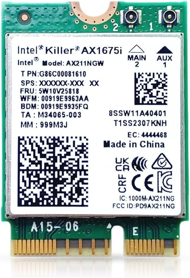 Intel AX1675i CNVio2 Wi-Fi 6E Killer Series Tri Band 2,4/5/6 GHz
