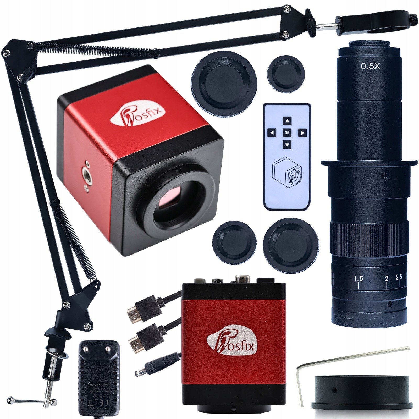 Digitální Mikroskop Draco Kamera Pro Hdmi Výložník Objektiv 180X Sada 3V1