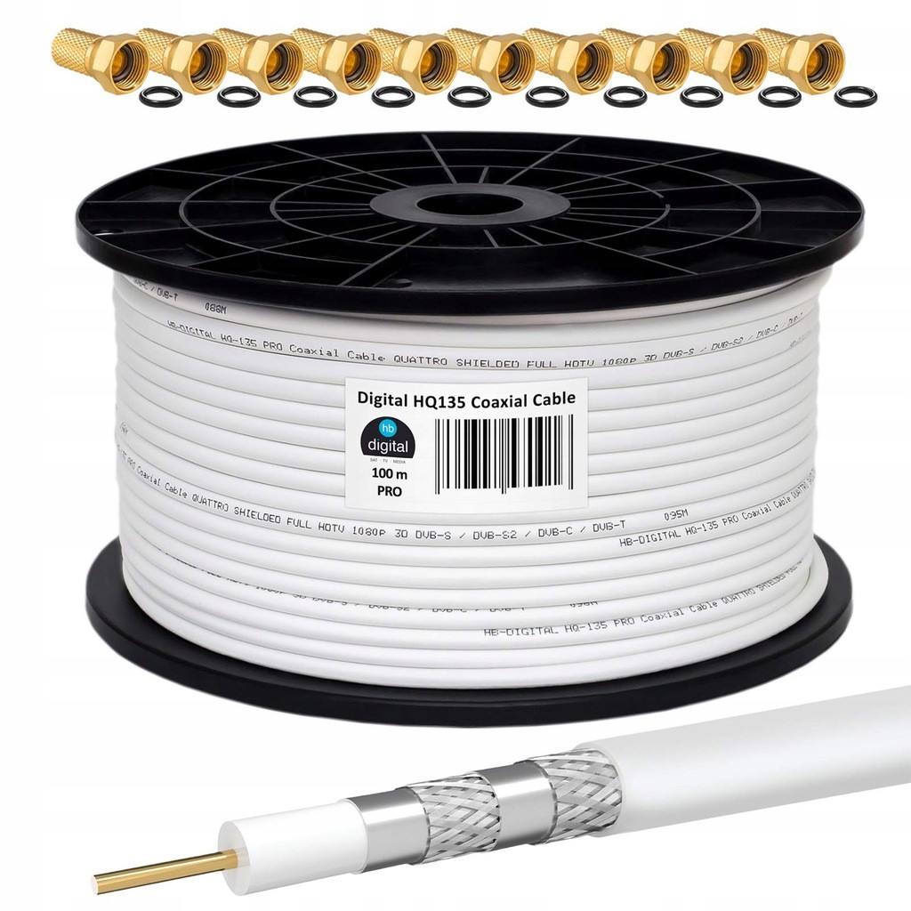 HB-Digital HQ-135 Anténní kabel 100m bílý