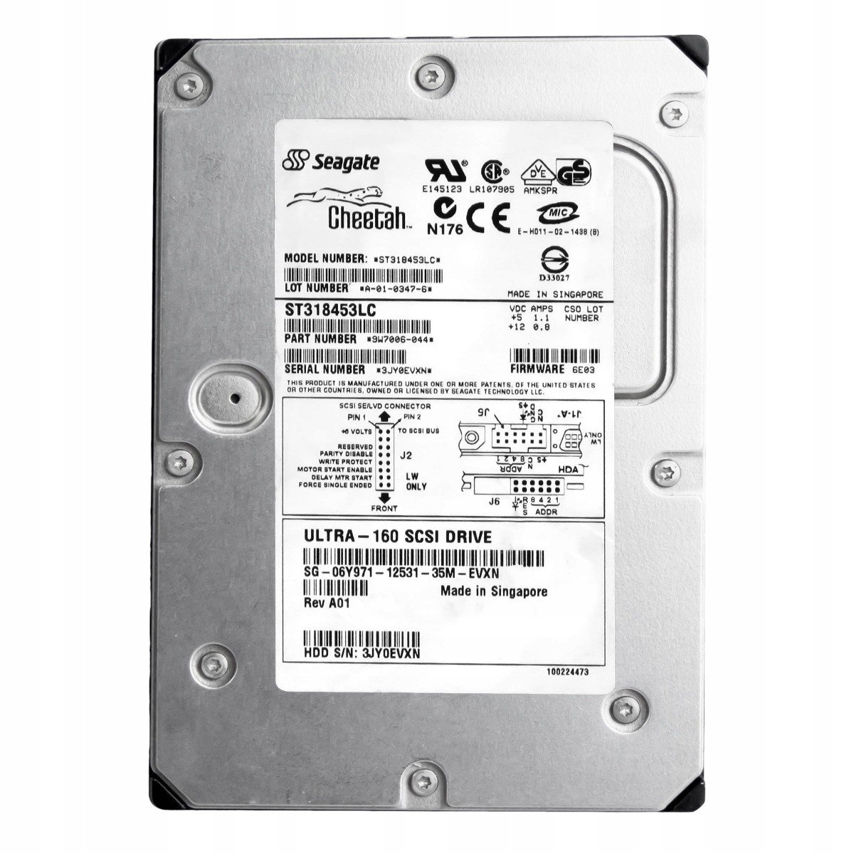 Dell 06Y971 18GB 15K 8MB Scsi U320 3,5'' ST318453LC