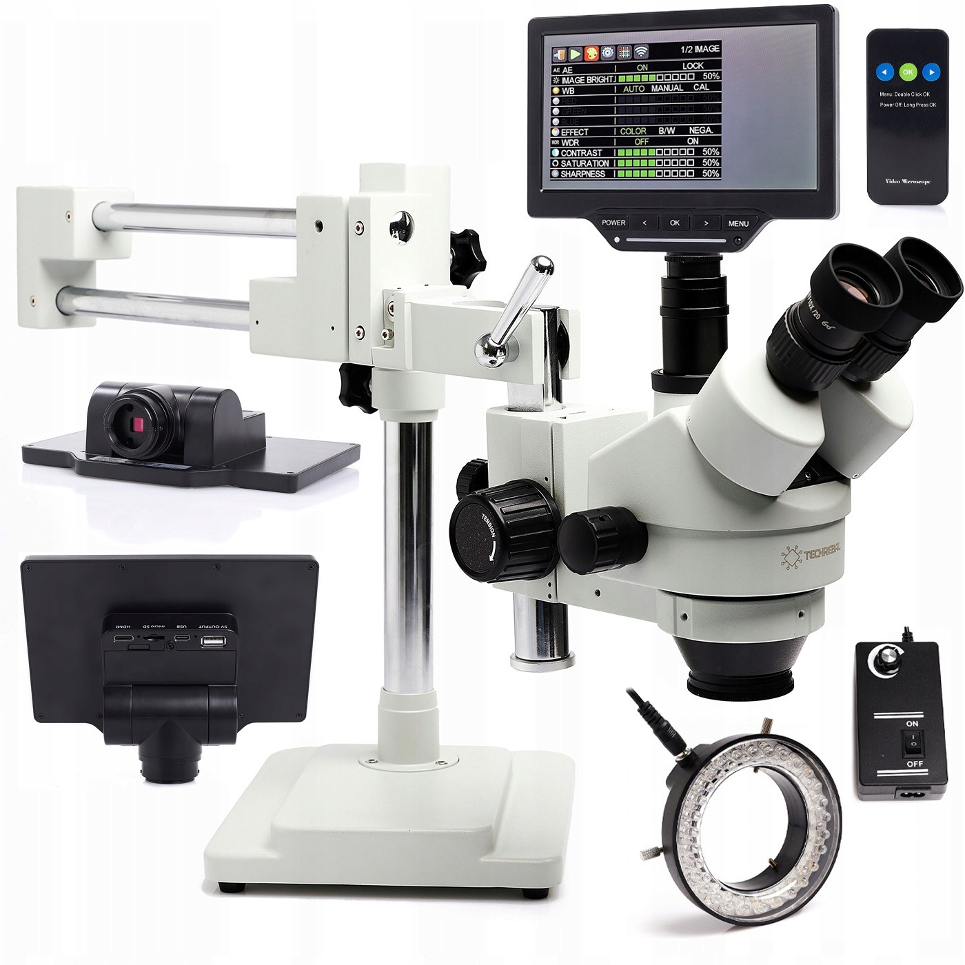Stereoskopický Mikroskop Trinokualrová Kamera S Wifi Monitorem Osvětlení