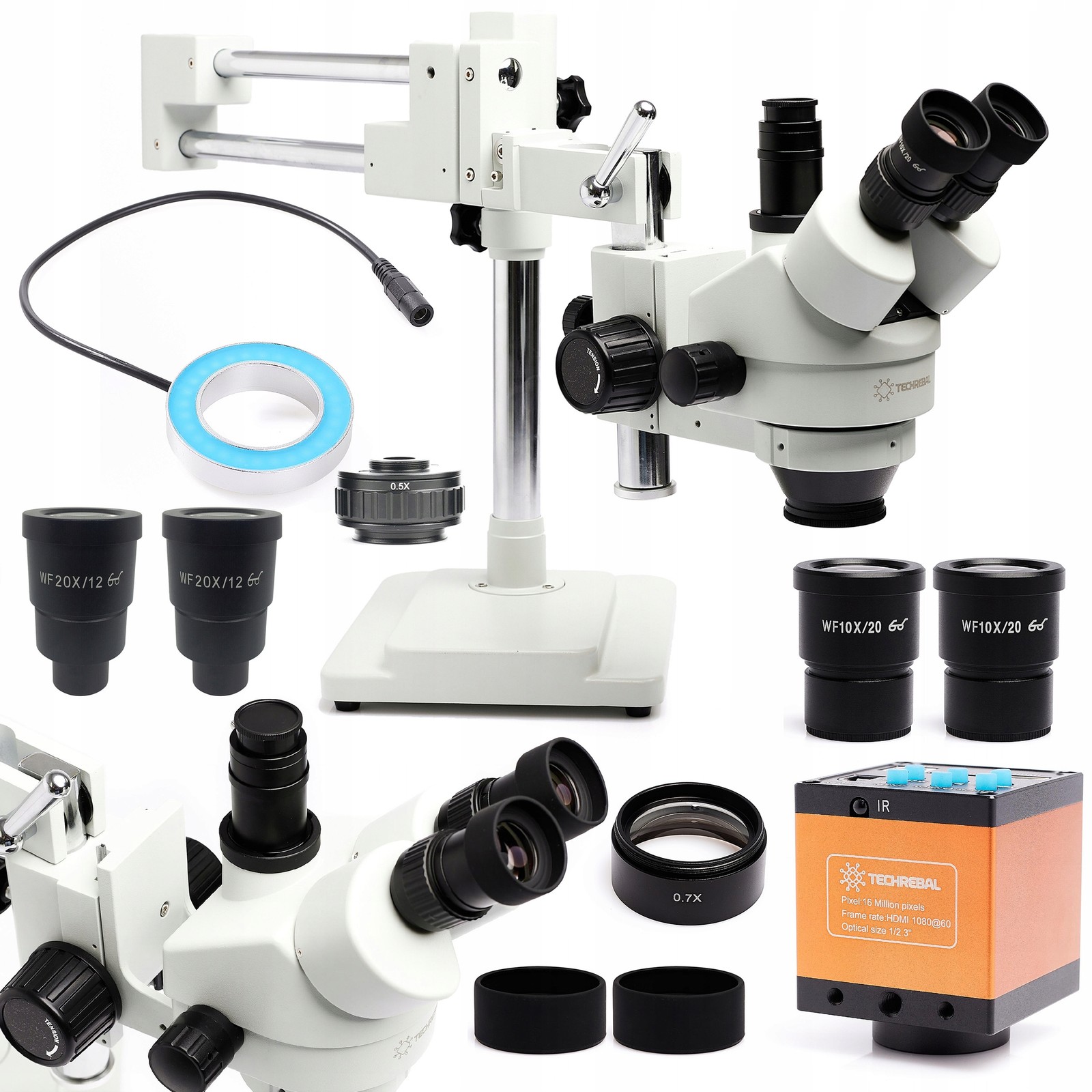 Mikroskop Stereoskopní Optická Sada Kamera 16MP Obiektyw Soczewka 0,7x