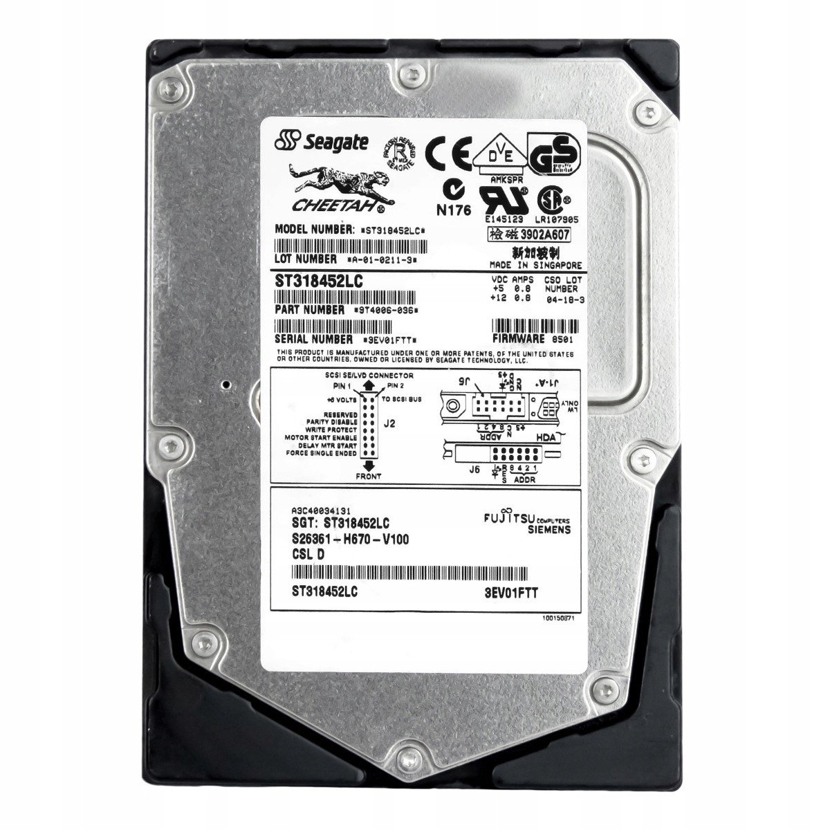 Fujitsu A3C40034131 18GB 15K 8MB Scsi U160 3,5'' ST318452LC