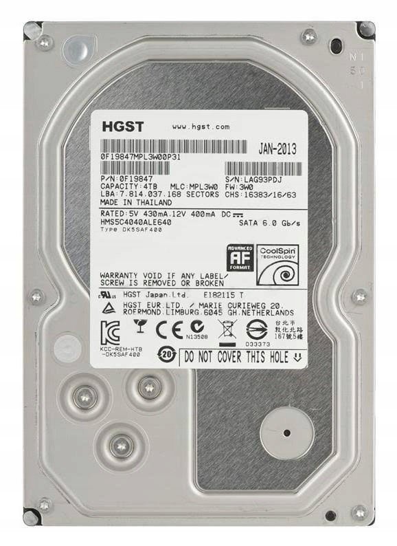 Hgst MegaScale DC 4000.B 4TB 5.7K 64MB Sata III 3.5'' HMS5C4040ALE640