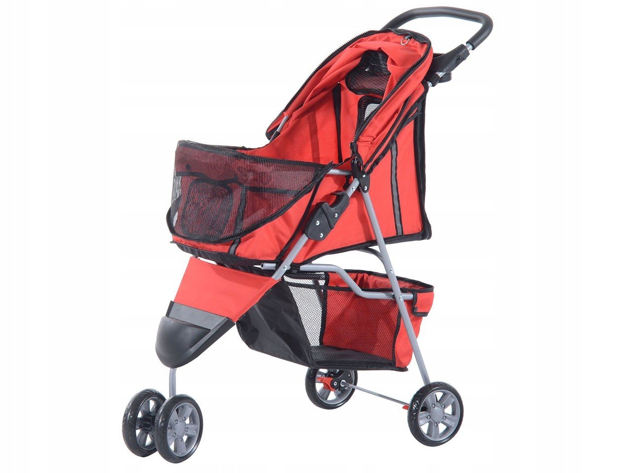 Kočárek pro psy D00-041RD, skládací, červený A