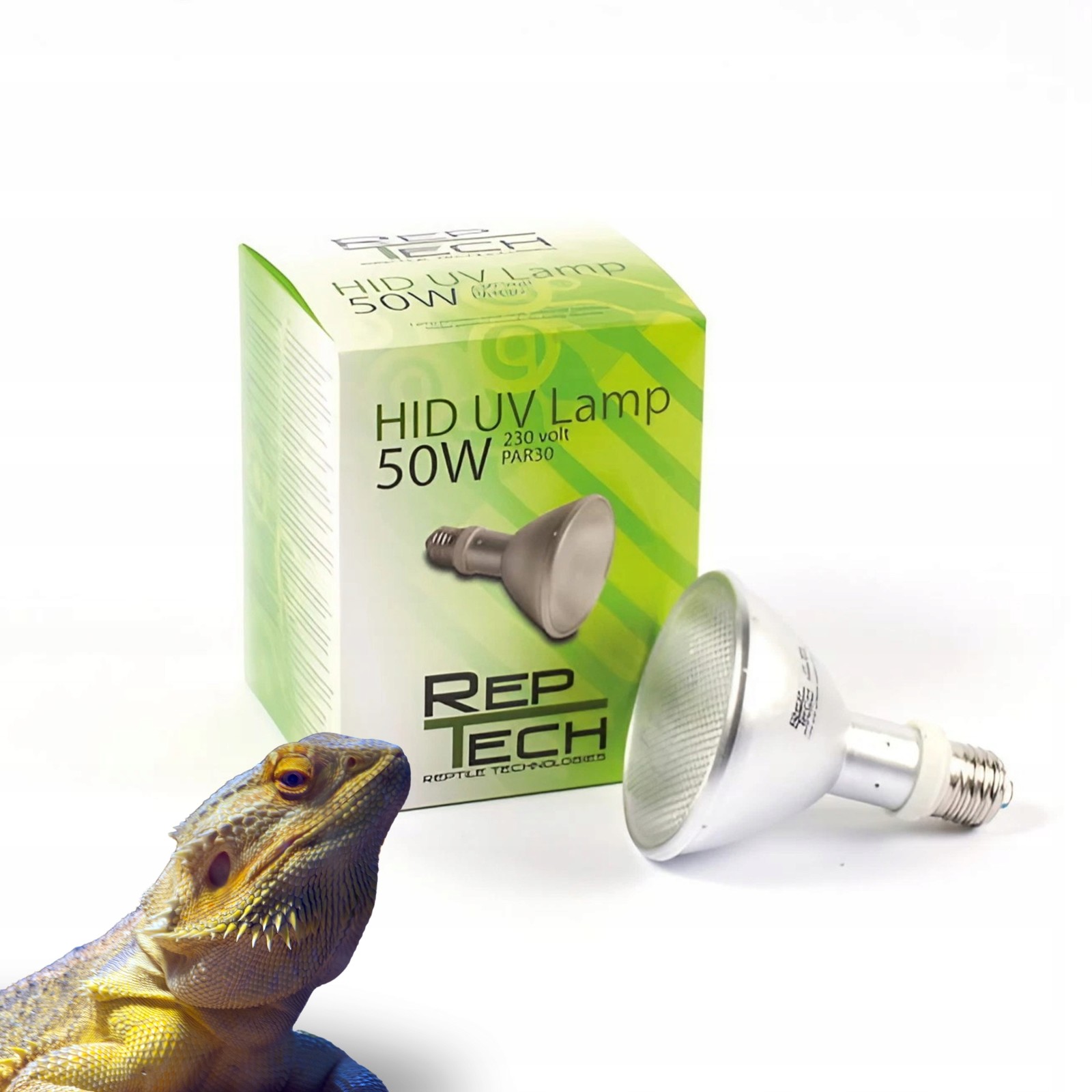 Reptech Hid Metahalogen 50W Uva Uvb Tepelná žárovka Uvi tester