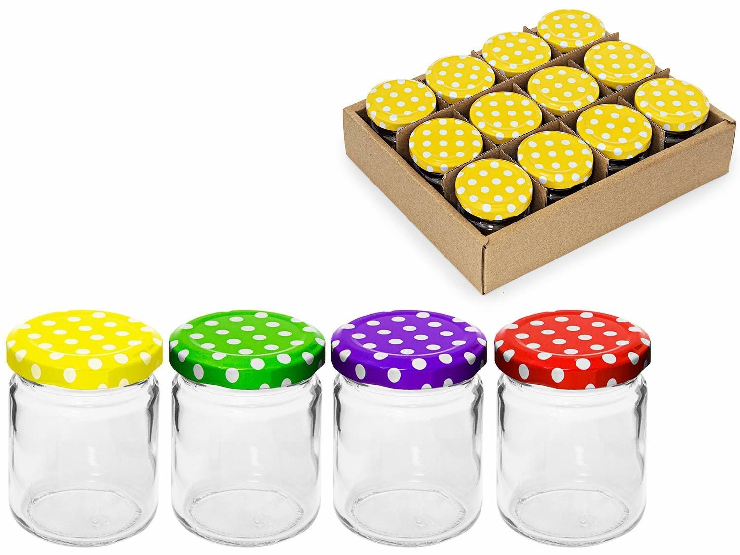 EU Sklenice zavařovací 150ml s víčkem, mix barev