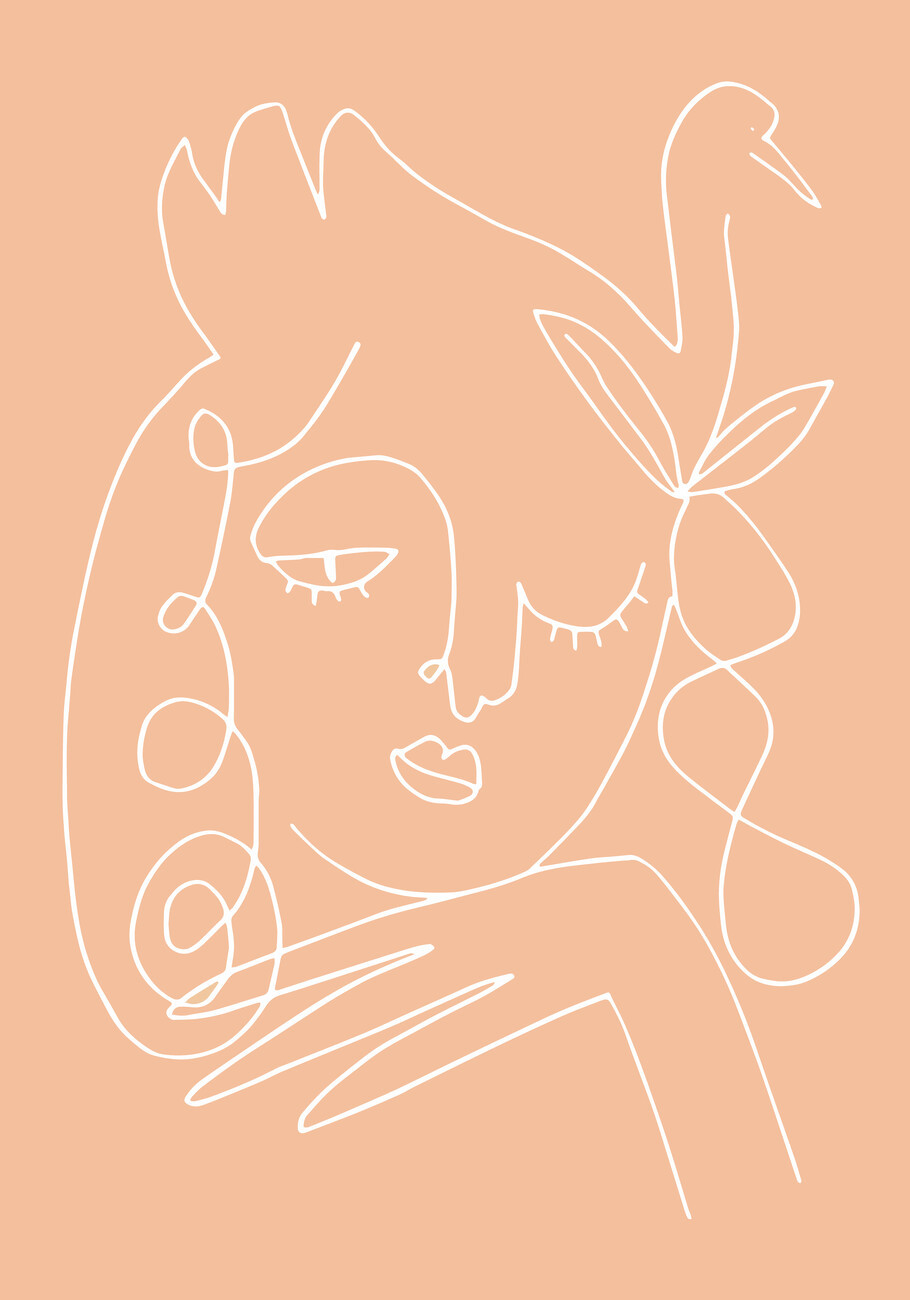 Pictufy Studio Ilustrace Swan Woman Peach, Pictufy Studio, (26.7 x 40 cm)