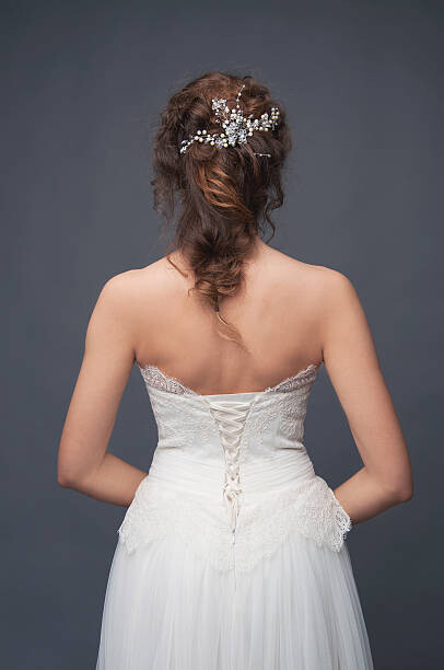 different_nata Umělecká fotografie Bridal fashion. Brunette bride view from the back., different_nata, (26.7 x 40 cm)
