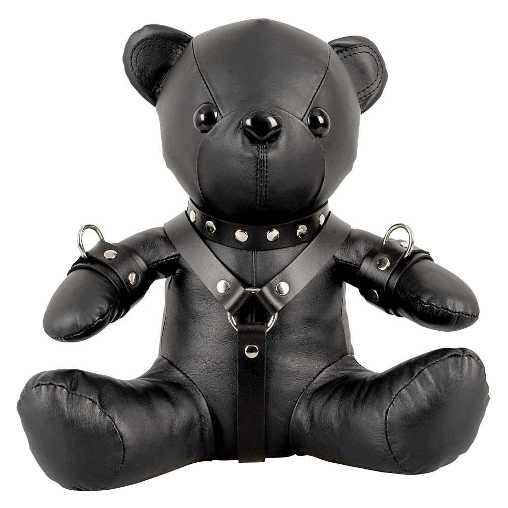 Kožený BDSM medvídek - černý postroj