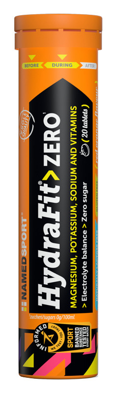 NAMEDSPORT HydraFit Zero 20 tablet, šumivé tablety s elektrolyty a vitamíny, Červený pomeranč