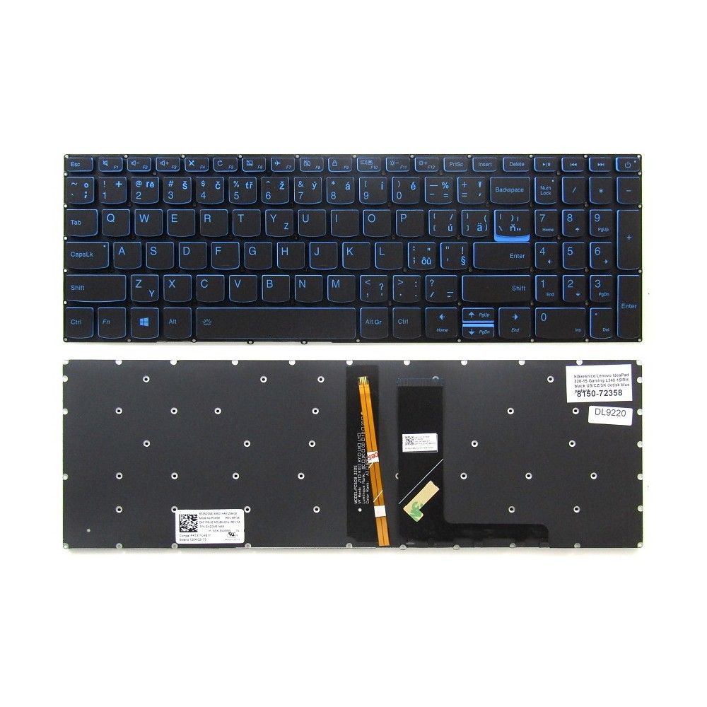 česká klávesnice Lenovo IdeaPad Gaming L340-15IRH CZ/SK modrá/černá s podsvitem