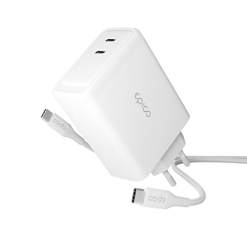 EPICO 100W GaN síťová nabíječka s 2m USB-C kabelem 9915101100185 - bílá