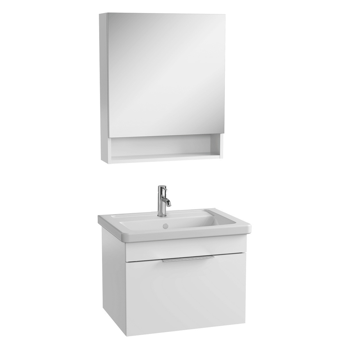 Koupelnová skříňka s umyvadlem a zrcadlem Vitra Mia 64x49x45 cm bílá lesk
