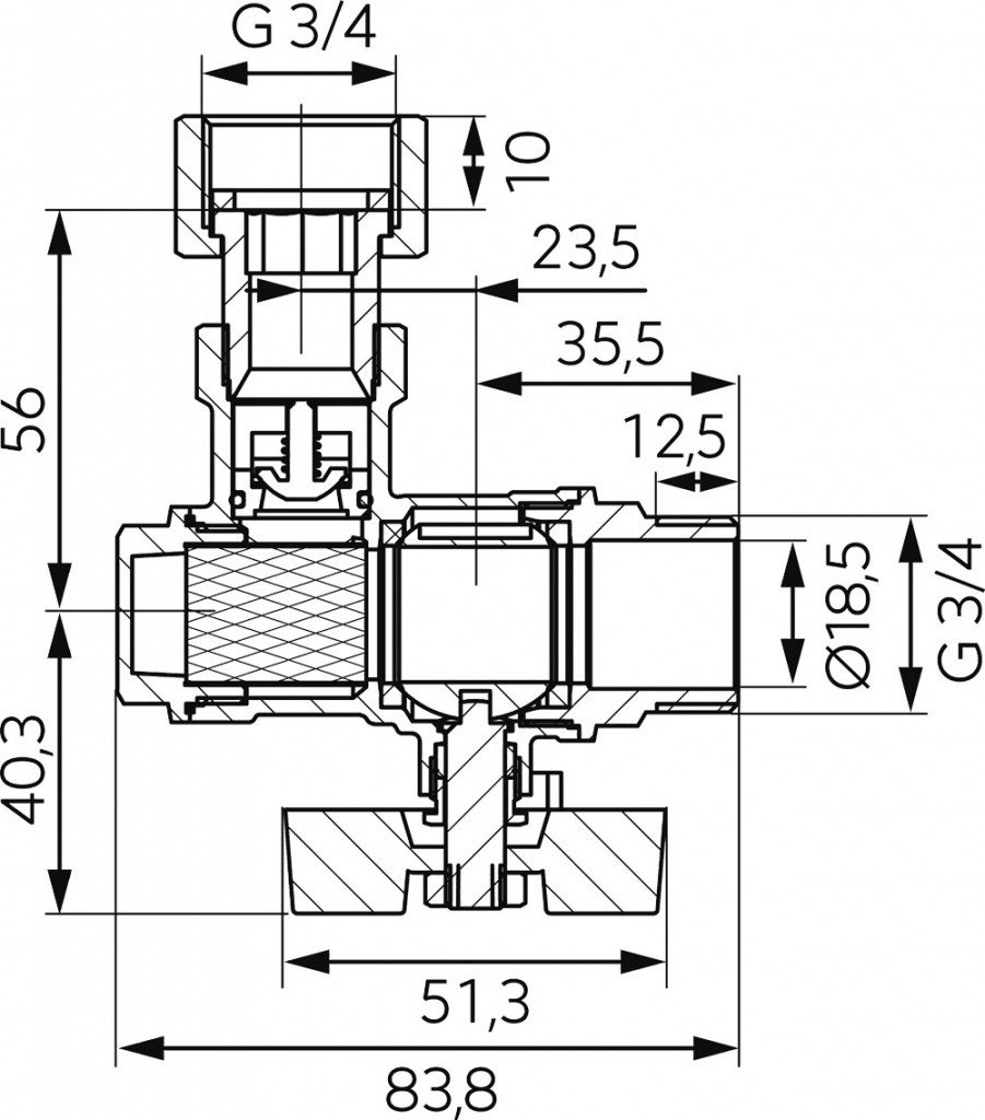 NOVASERVIS Rohový kulový kohout s filtrem a zpětnou klapkou, 3/4